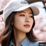 캘빈클라인 로고 캡과 톰마틴 클래식 캡 리뷰 - A stylish young Japanese woman in a casual spring outfit wearing a minimalist Calvin Klein cotton ca...